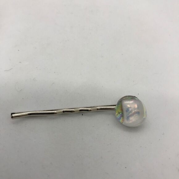 Bobby Pin Diachronic Glass Bobby Pin Hair Accessory White Crystal NWT Handmade - Picture 14 of 15